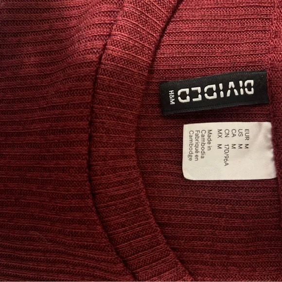 H&M Burgundy Long Sleeve Top with Pearl Details - Picture 6 of 6